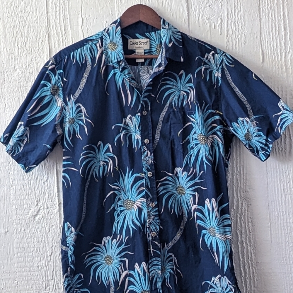Men's Blue Palm Print Shirt